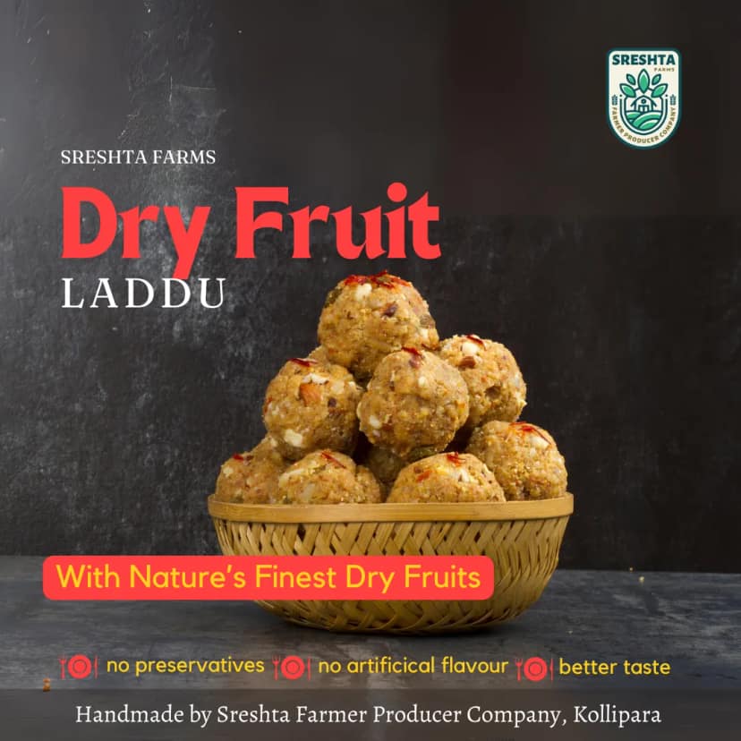 Sreshta Farms Handmade Dry Fruit Laddu with Jaggery & Ghee