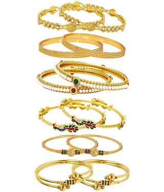 Youbella Gold Plated Bangles Combo of 12 For Women