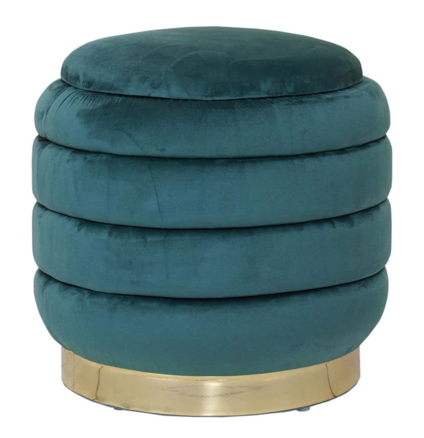 Shadowkart Pouffes Sitting Stool for Living Room, Make up Table Mudda Puffy Wooden Ottoman Stools, Pouffe Footstool, Poof for Room Decoration & Dressing Table, 16x16x18 Inch, Seagreen