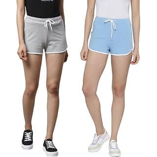 SHE PURE LUXURY WEAR Pack of 2 Solid Women Grey, Blue Hotpants view 2