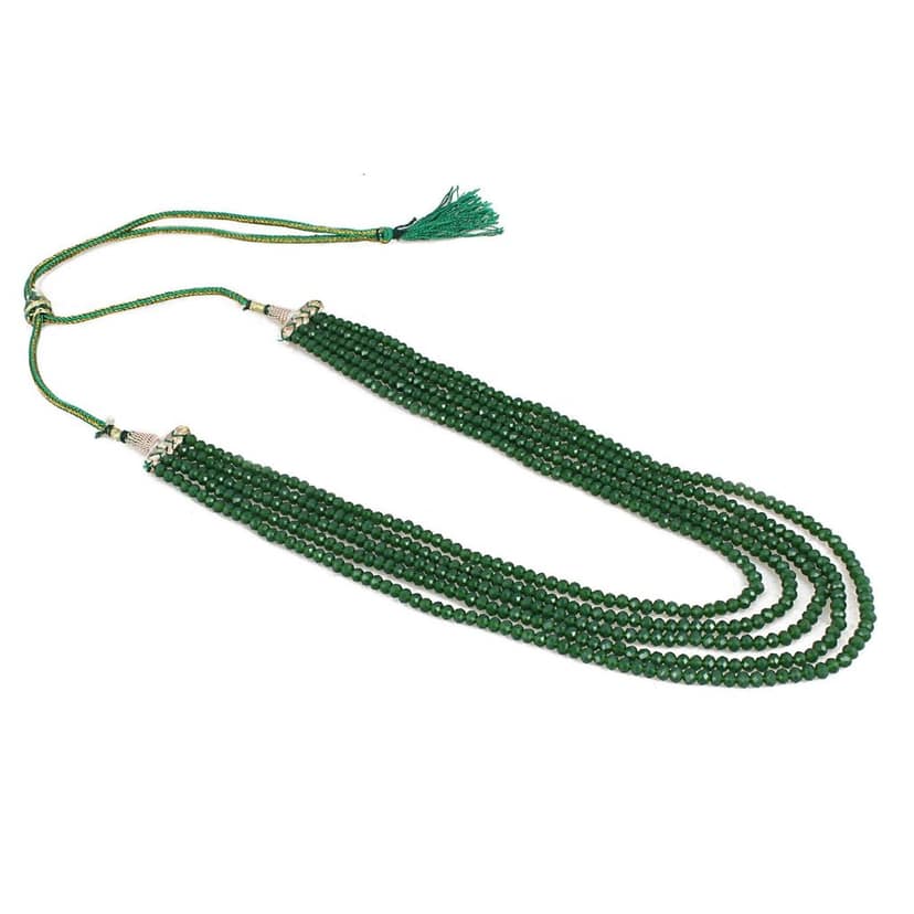 A V FASHION INDIA - Green Crystal 4mm Stone Beads Traditional 16 Inch Long Green Colour Necklace Set for Women girl Fashion Jewellery view 4