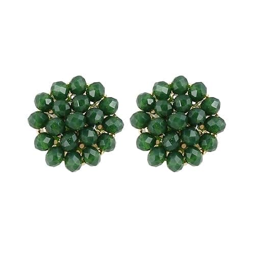 A V FASHION INDIA - Green Crystal 4mm Stone Beads Traditional 16 Inch Long Green Colour Necklace Set for Women girl Fashion Jewellery view 5