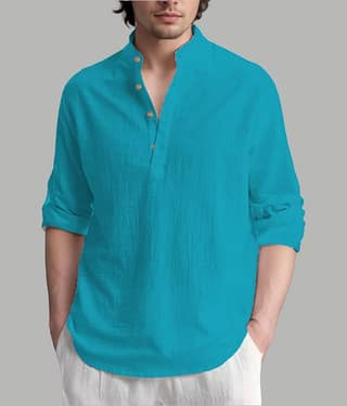Vida Loca Yellow Cotton Blend Men's Shirt Style Kurta ( Pack of 1 )