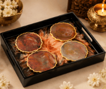 Handmade Resin Wooden Tray with 4 Coasters for Serving and Home Decor view 3