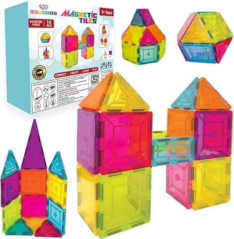 Wembley Magnetic Tiles for Kids Toys for 3 + Year Old Boy|Magnetic Blocks for Kids for 2-5 Years|STEM Learning Educational Magnet Building Blocks Brain for Kid - 10 Pcs view 2