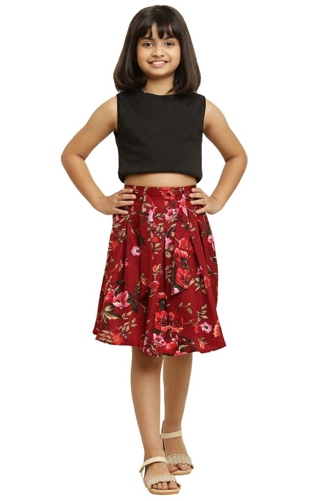Cute Fancy Pair Brown & Yellow Skirt For Girls. view 4