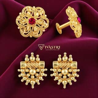 Vivastri Premium Gold Plated Alloy Stud Earrings Combo for Women & Girls Pack of 2
