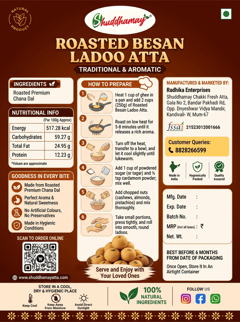 Trial Pack Festive Combo -400gms | Chakli Bhajani Atta + Roasted Ladoo Atta | Delicious,Tasty, Crispy| Enjoy festive ocassion with family & Friends view 2