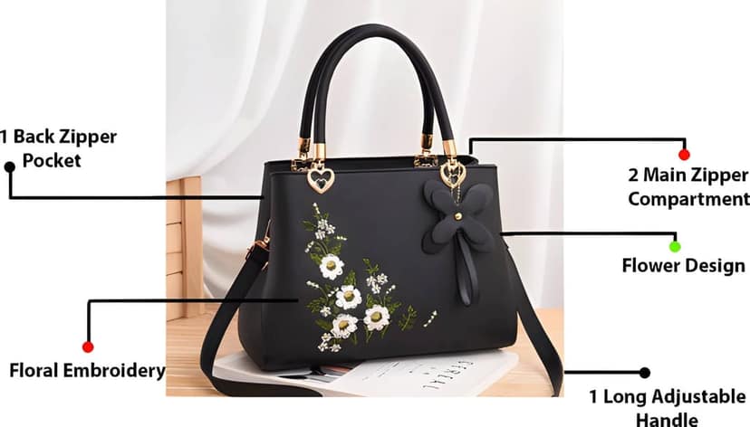 Stylish Faux Leather Ladies Purse | Women Hand Bag for Office, College, Shopping & Travel view 3