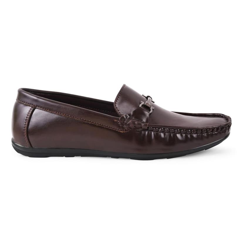 Paragon Brown Formal Slip-On Loafers for Men with Metal Accents view 3
