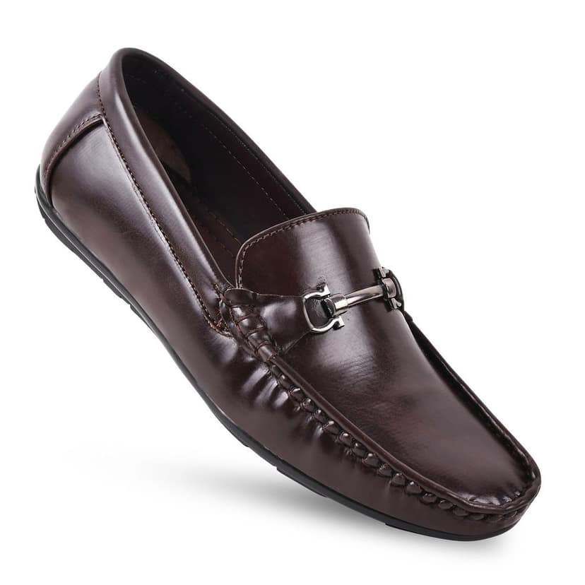 Paragon Brown Formal Slip-On Loafers for Men with Metal Accents view 4