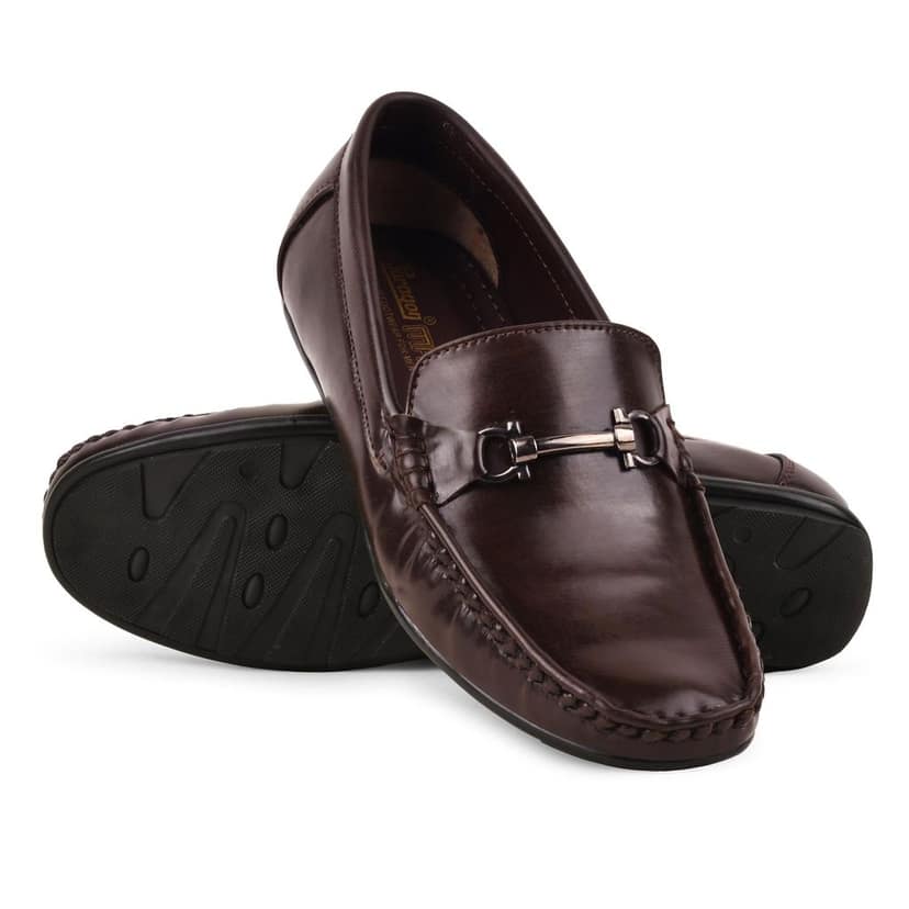 Paragon Brown Formal Slip-On Loafers for Men with Metal Accents view 6