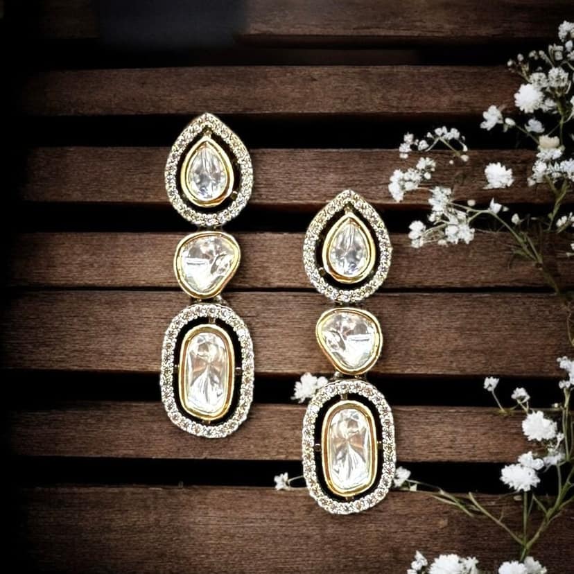 Kundan Polki Layered Necklace Set By Dia Art Jewels view 3