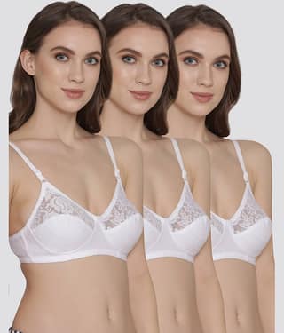 Kalyani Pack of 3 Net Non Padded Women's Everyday Bra ( White ) DEEPALI