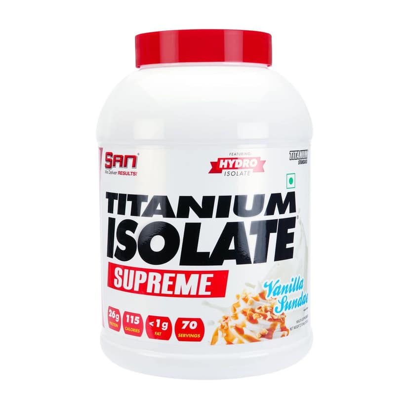 San Nutrition Titanium Isolate Supreme | Whey Protein Powder | 26g protein | Hydrolyzed Whey Protein Isolate |