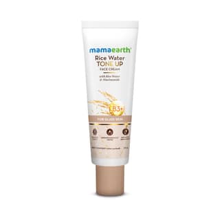 Mamaearth Rice Water Tone Up Face Cream with Rice Water & Niacinamide for Glass Skin 50g | Instantly Brightens | Even Skin Tone | Adds Glow | All Skin Types | Korean Rice Tone Up Mamaearth Rice Water Tone Up Face Cream with Rice Water & Niacinamide for G