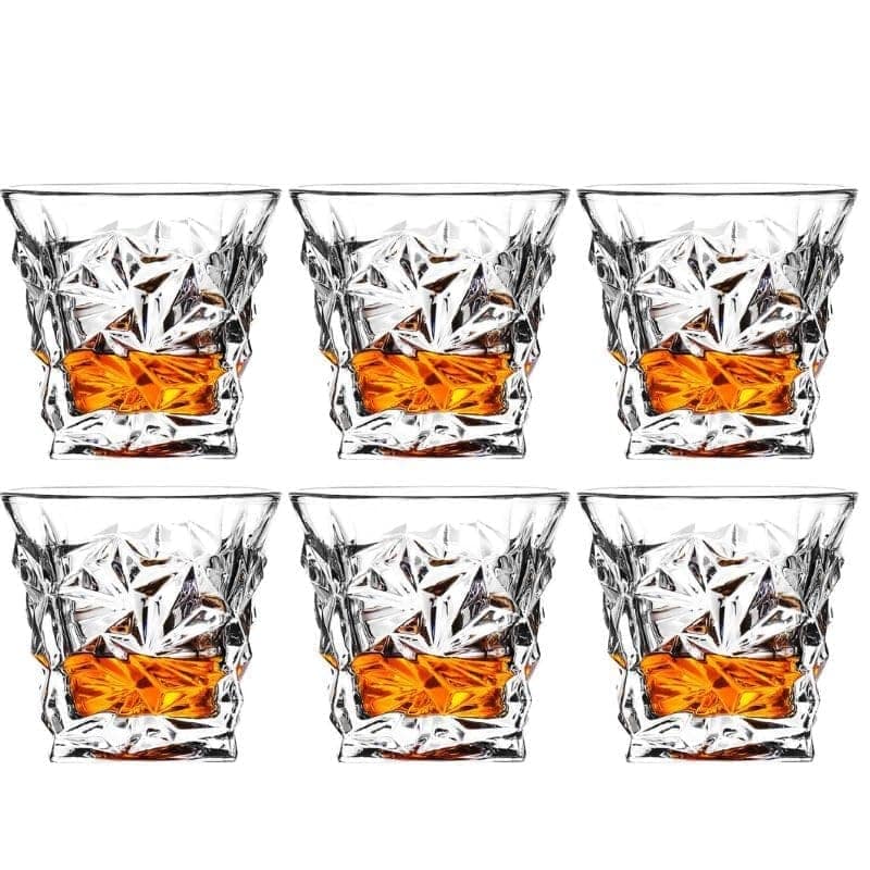 Crystal Cut Diamond Whiskey Glasses, 310 ML, Bar Glass for Drinking Bourbon, Whisky, Scotch, Cocktails, Beer, Old Fashioned Tumblers
