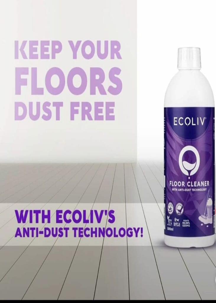 Ecoliv Liquid Floor Cleaner 500 ml Bottle (Pack of 2)| 97% Natural| Anti Dust Technology| Tea Tree Oil| Non Sticky| Residue Free and Streak Free| Pet Safe & Baby Safe view 3