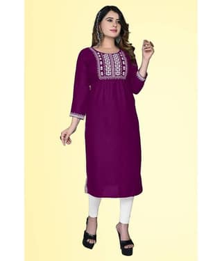 haya fashion - Magenta Rayon Women's Straight Kurti ( Pack of 1 )