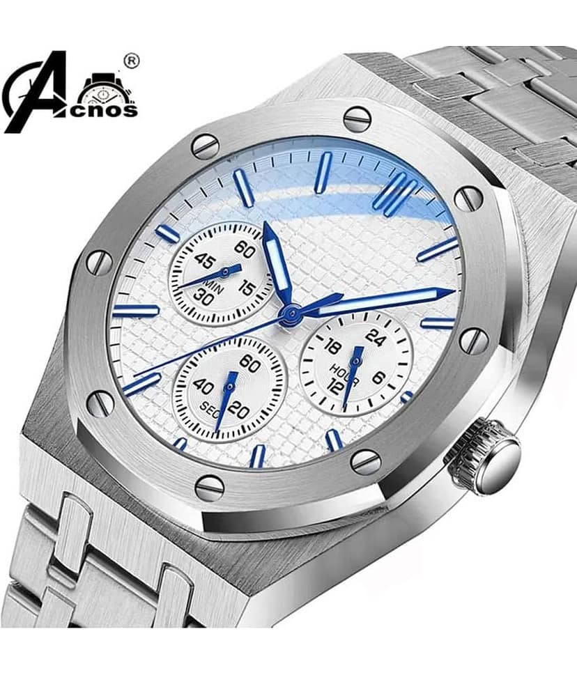 acnos Silver Stainless Steel Analog Men's Watch