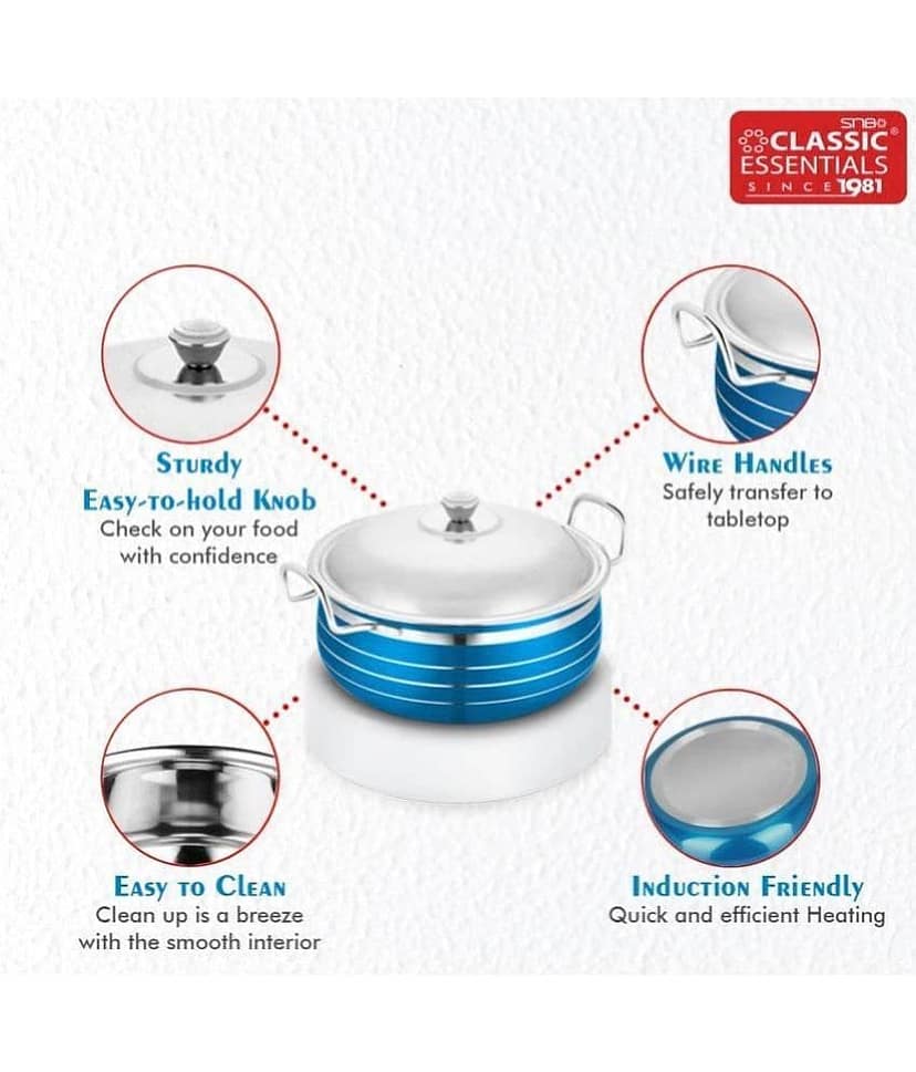 Classic Essentials - Biryani Handi (set of 5) Blue Serving Handi ( Set of 5 ) view 2