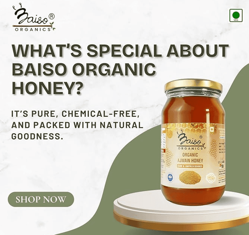 Baiso Organics Raw Unprocessed Natural Ajwain Honey - 500gm view 2