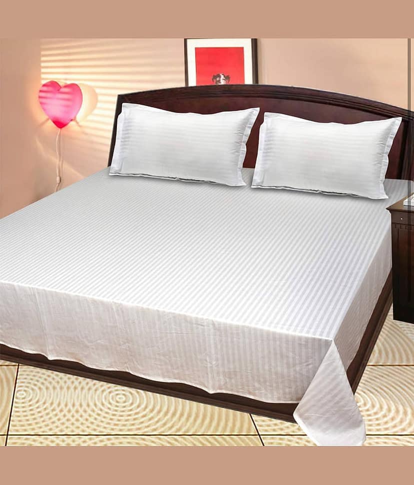 Finesse Decor Cotton Double Bedsheet ( White )