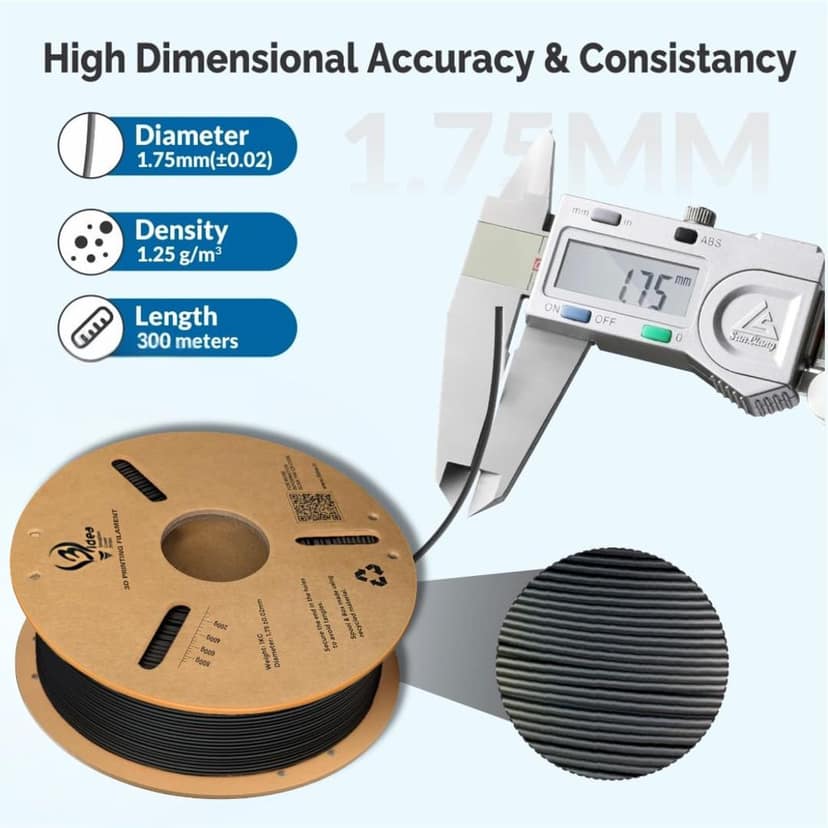 3idea Hyper ABS+ HS High-Speed 3D Printer Filament, 1.75mm Gold, Net Weight - 1KG Spool – High Toughness, Strong Layer Adhesion, Low Warping, Pro Grade Print Quality, ±0.02mm Precision view 3
