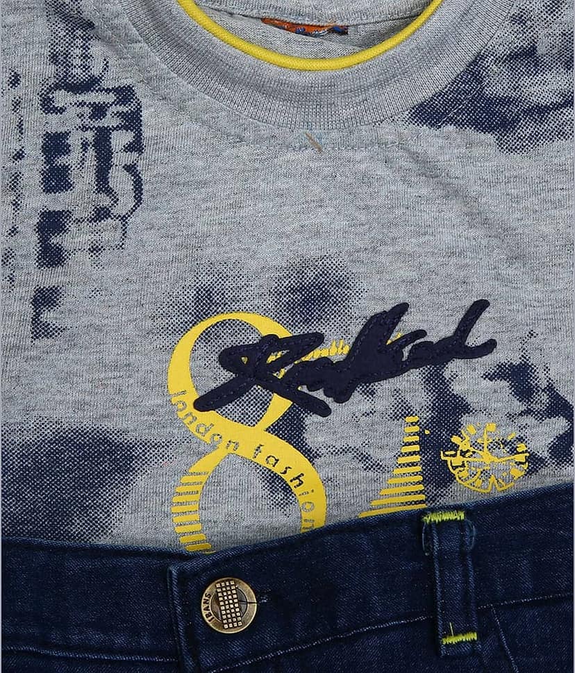Zadmus Pack of 1 Baby Boys Cotton Blend T-Shirt & Shorts ( Yellow ) view 2