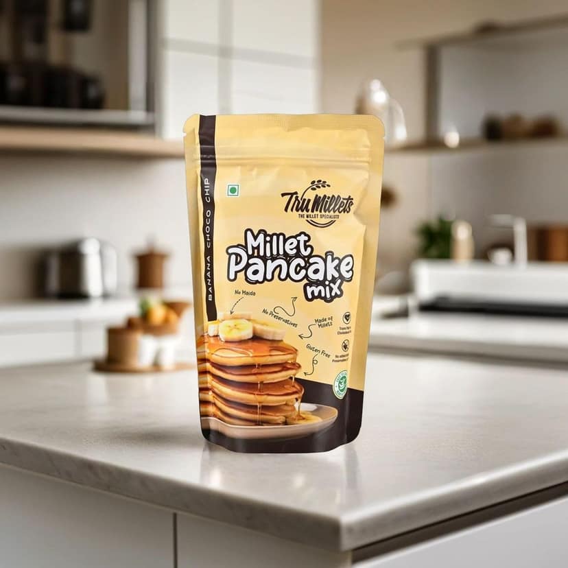 Trumillets 150gm Bannan Choco Millet Pancake | Instant Breakfast Mix | 100% Vegetarian Eggless Healthy Breakfast for Kids & Adults | No Added Maida | No Refined Sugar |Gluten Free view 3