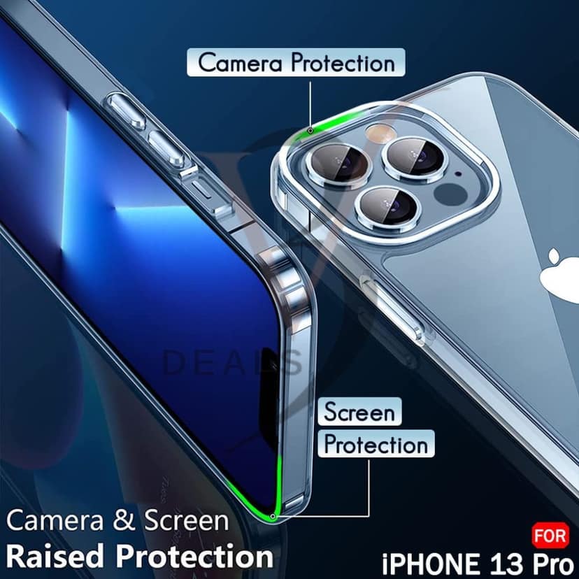 V3Deals Crystal Clear Hard Back Case Compatible with iPhone 13 Pro | Shockproof Transparent Scratch Resistant Slim Cover with Reinforced Corner Protection (iPhone 13 Pro) view 3