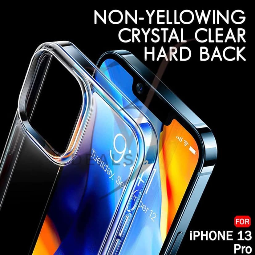 V3Deals Crystal Clear Hard Back Case Compatible with iPhone 13 Pro | Shockproof Transparent Scratch Resistant Slim Cover with Reinforced Corner Protection (iPhone 13 Pro) view 5