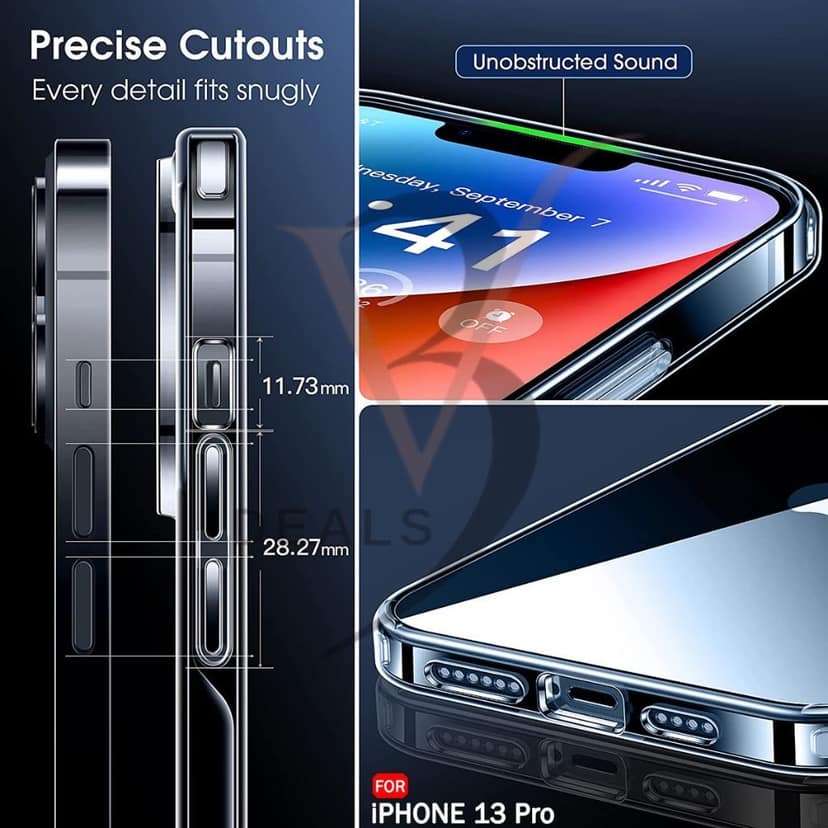V3Deals Crystal Clear Hard Back Case Compatible with iPhone 13 Pro | Shockproof Transparent Scratch Resistant Slim Cover with Reinforced Corner Protection (iPhone 13 Pro) view 7