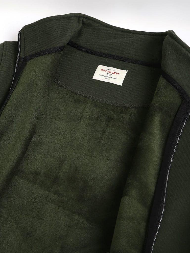 Richlook Women Olive Full Zipper Sweatshirt view 8