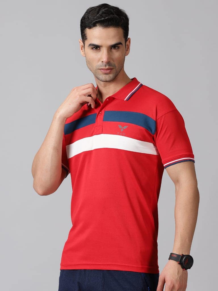 Dry-fit Red Striped Polo view 4
