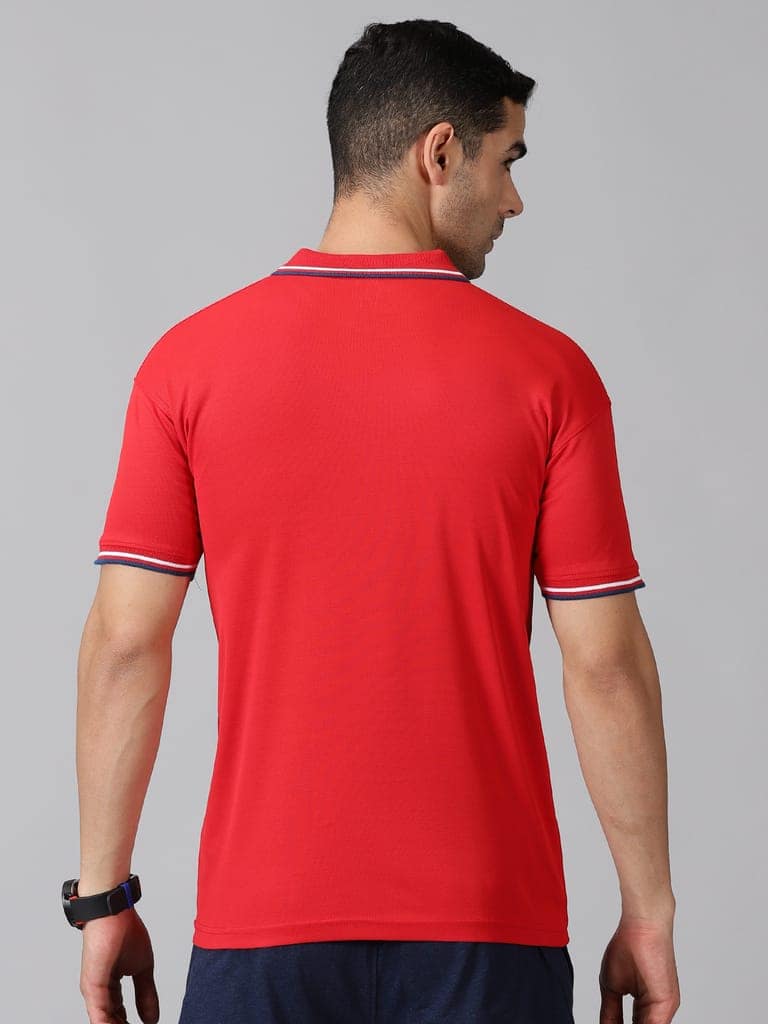 Dry-fit Red Striped Polo view 5