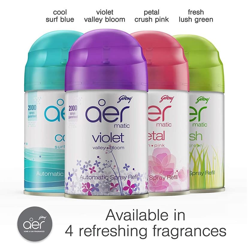 Godrej aer Matic Refill - Automatic Room Fresheners with Flexi Control Spray | Petal Crush Pink | 2200 Sprays Guaranteed | Lasts up to 60 days (225ml) view 6