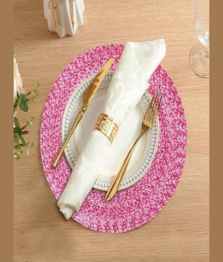 LADLI JEE Polyester Solid Round Table Mats ( 38 cm x 38 cm ) Pack of 1 - Pink