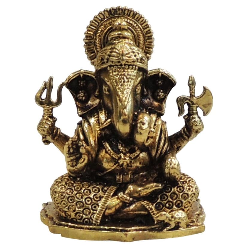 Brass Ganesh Ji Idol | Lord Ganesha Puja Statue, Height : 2 Inch (BSMAS1851 K) view 2