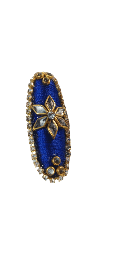 Elegant Blue Fabric SAREE Clip with Crystal Embellishments view 3