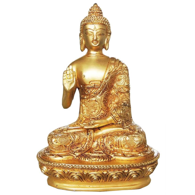 Brass Buddha Statue - Super Fine Handcrafted Finish, Height : 7.2 Inch (BSMAS079 K) view 2