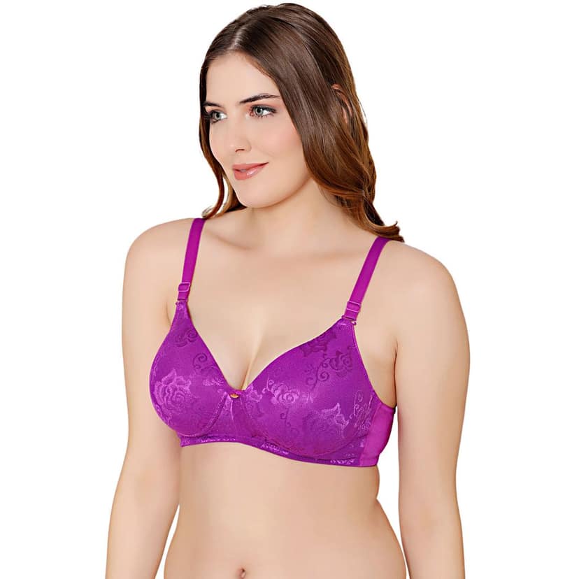 Bodycare nylon spandex wirefree adjustable straps designer net seamless padded bra-6574CO view 2