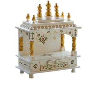 Creative Handicrafts Home Temple, Wooden Temple, Pooja Mandir for Home (15x8x18 inches - White Color)