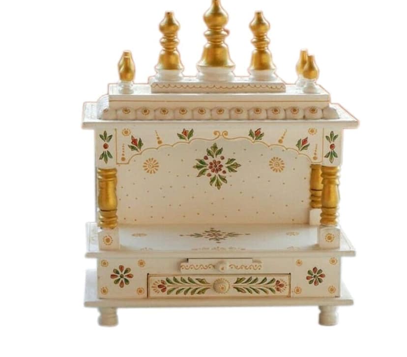Creative Handicrafts Home Temple, Wooden Temple, Pooja Mandir for Home (15x8x18 inches - White Color) view 2