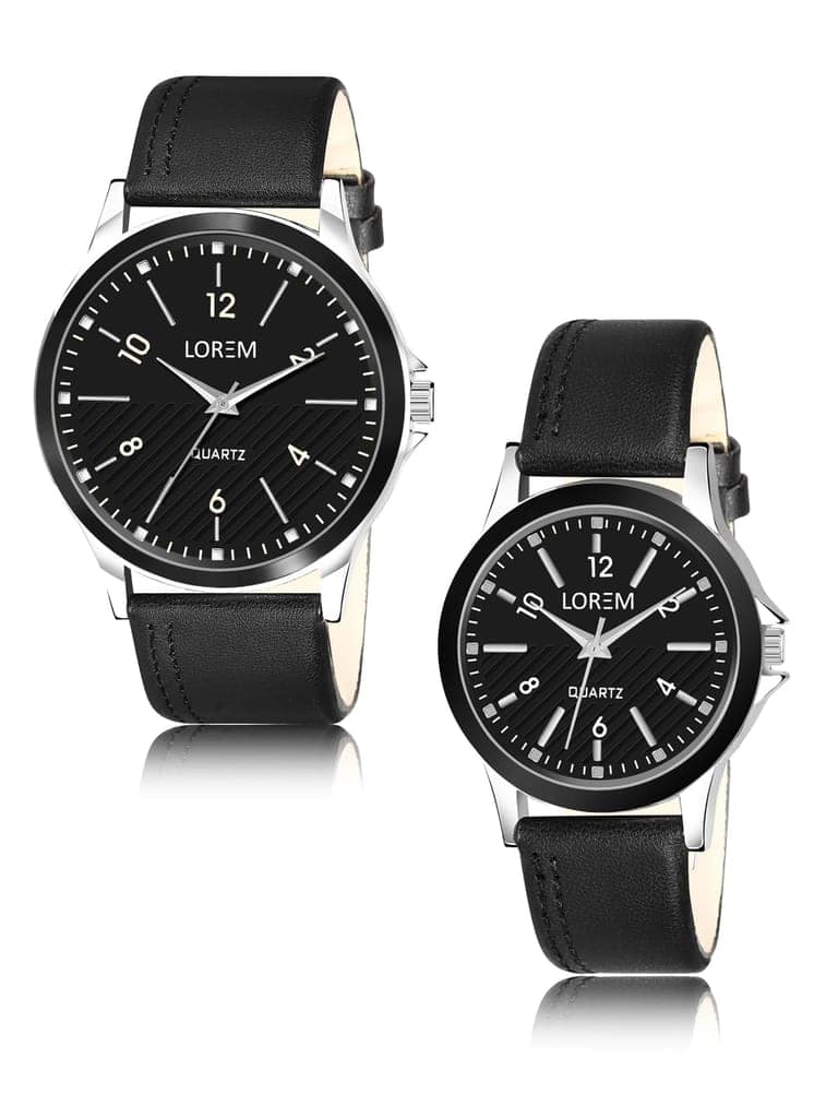 Black Stylish Dial Analog Watch for Lovely Couple LR93-LR340 view 2