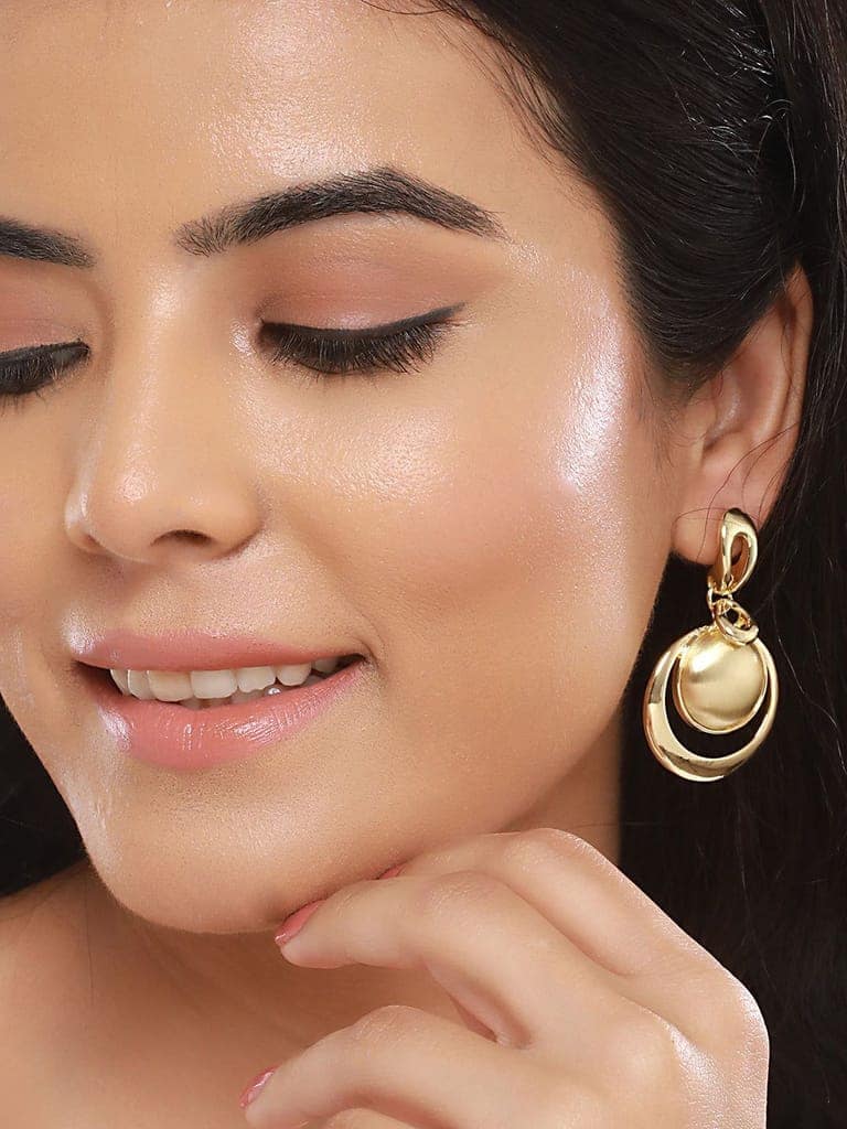 Anti-Tarnish Gold Plated Concentric balls Minimal Drop earrings view 3