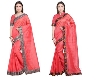 Florence Art Silk Saree with Blouse Piece (Pack of 2)