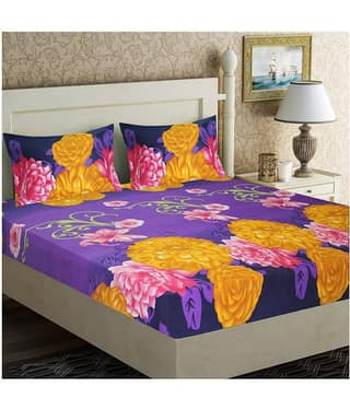 Home Candy Microfibre Double Bedsheet ( Purple )
