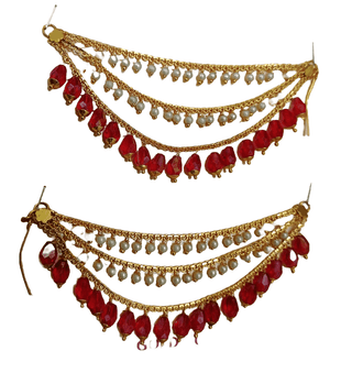 Red and White Beads Mangtika Maang Tikka for Women