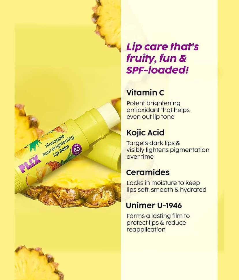 The Plant Fix Plix Pineapple Lip Balm SPF 50 + Smoothie Moisturizer Kojic Acid, Vitamin C (2 Items in the set) view 2